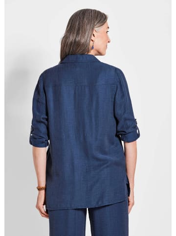 GOLDNER Kurzgröße:  Viskose Hemdjacke Langarm in marine