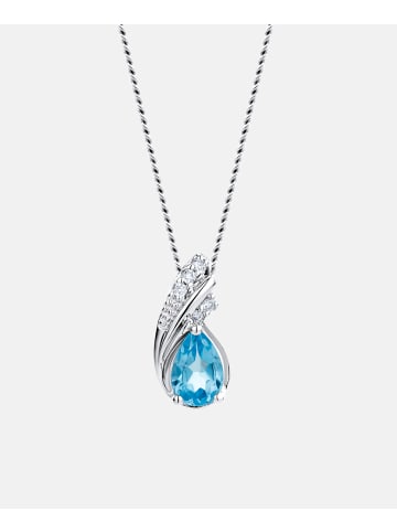 Diamant L'éternel Halskette mit Anhänger aus 375 Weißgold mit Diamant mit Topas