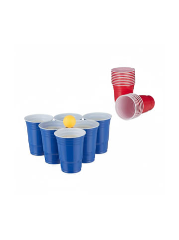 relaxdays 56 tlg. Bierpong Becher Set in Rot/Blau