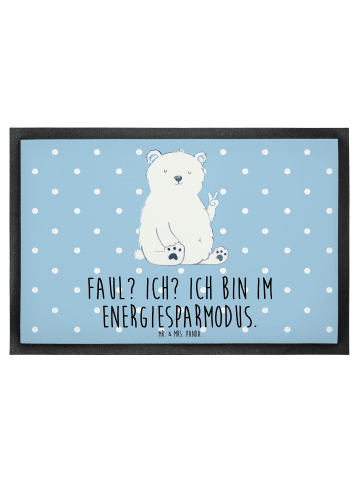 Mr. & Mrs. Panda Schmutzfangmatte Eisbär Faul mit Spruch in Blau Pastell