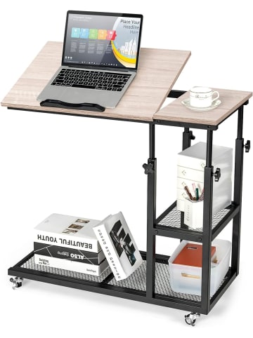 COSTWAY Laptoptisch 3 Ebenen in Beige