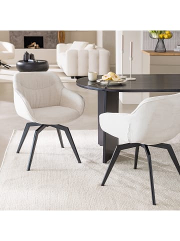 home24 Drehbarer Armlehnenstuhl MAAL 2er-Set in Creme