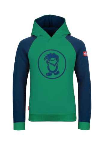 Trollkids Kapuzenpullover "Stavanger" in Pfeffergrün/Marineblau