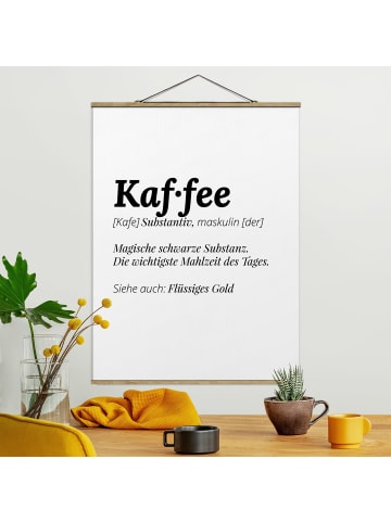 WALLART Stoffbild mit Posterleisten - Die Definition von Kaffee in Schwarz-Weiß