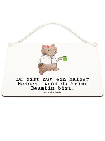 Mr. & Mrs. Panda Schild Beamtin Herz mit Spruch in Weiß