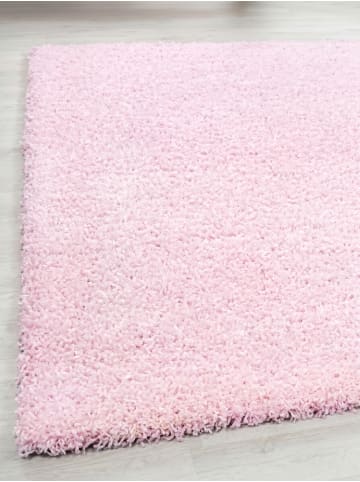 KADIMA DESIGN Teppich Hochflor Shaggy Waschbar Einfarbig RHEIN Strapazierfähig in Pink