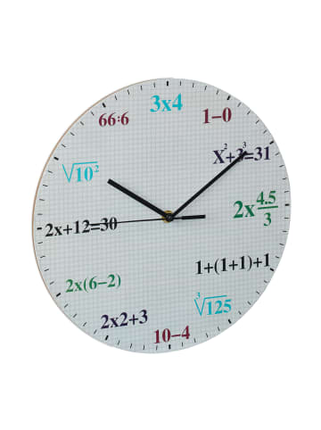 relaxdays Mathe-Wanduhr in Bunt - Ø 30 cm