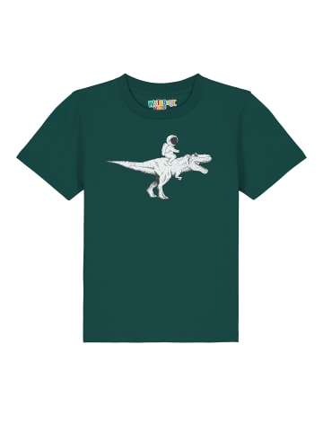 wat? Apparel T-Shirt Astronaut on T-Rex in Dunkelgrün