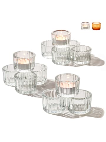 Praknu Teelichthalter Glas Klein für Tischdeko - 12er Set Runde