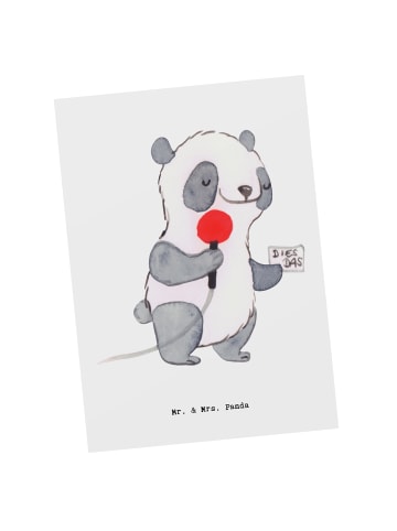 Mr. & Mrs. Panda Postkarte Pressesprecher Herz ohne Spruch in Weiß