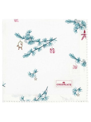 Greengate Greengate Stoffserviette mit Spitze JUANA Weiß mit Tannenzweigen