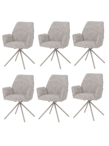 MCW 6er-Set Esszimmerstuhl G67, Gestell creme, beige-hellgrau