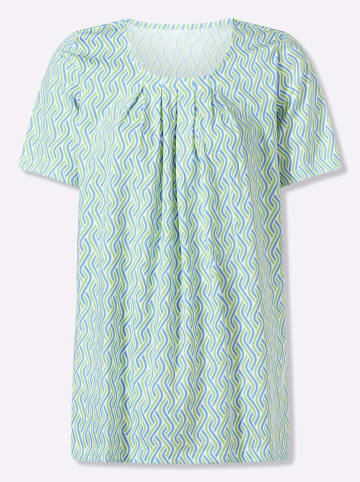 Sieh an! Longshirt in himmelblau-reseda-bedruckt