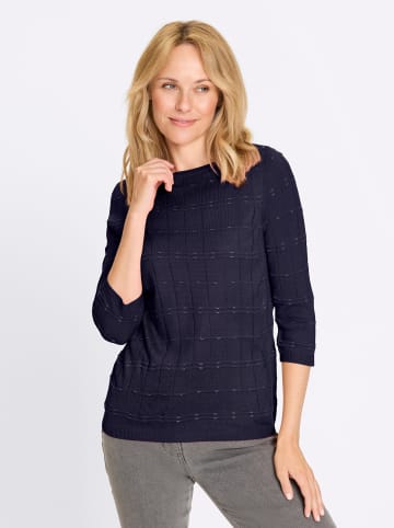 Sieh an! 3/4 Arm-Pullover in marine-ecru-gemustert