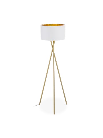 relaxdays Stehlampe in Gold/ Weiß - (H)148,5 x Ø 53,5 cm
