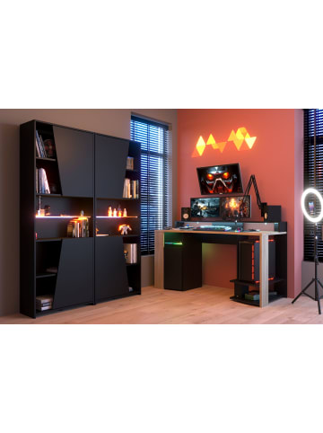 58 aufm Kessel GAMERTISCH Parisot Meta 3-tlg. Holznachbildung Chene Kronberg/Schwarz