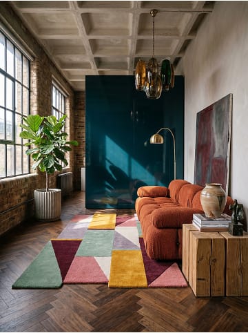 KADIMA DESIGN Wollteppich Kurzflor HALLEIN Geometrisch Abstrakt Handgetuftet in Multi