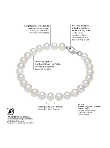 Valero Pearls Armband Sterling Silber Süßwasser-Zuchtperle weiß in weiß