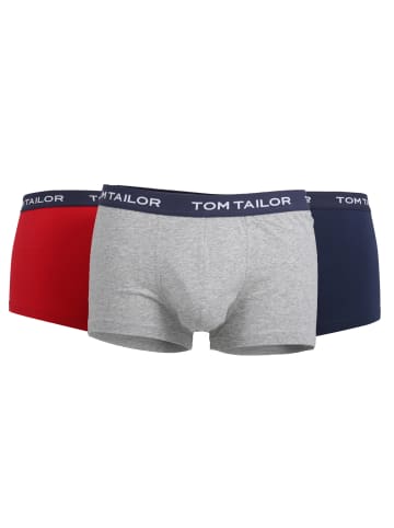 Tom Tailor Boxershort 3er Pack in Grau/Rot/Dunkelblau