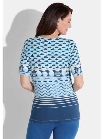GOLDNER Halbarm Oberteil mit Streifen, Viskose in blau / weiß / gemustert