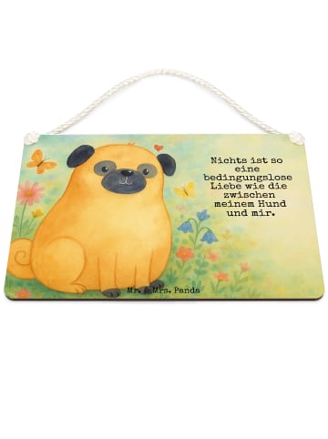 Mr. & Mrs. Panda Schild Mops Design mit Spruch in Weiß