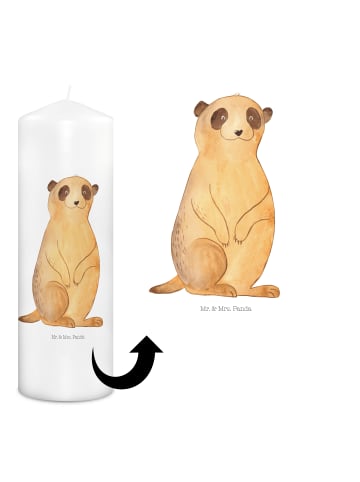 Mr. & Mrs. Panda Adventskerze Erdmännchen ohne Spruch in Weiß
