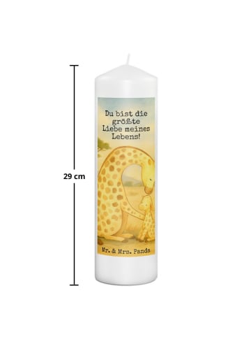 Mr. & Mrs. Panda Kerze Giraffe Kind Design mit Spruch in Weiß