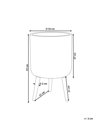 Beliani Outdoor Blumentopf MACLURA in Beige/Braun - (W) 35 x (H) 57 x (L) 35 cm