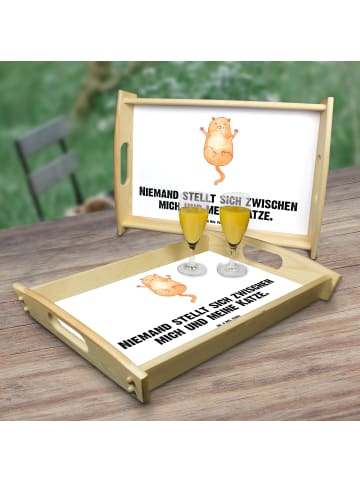 Mr. & Mrs. Panda Holz Tablett Katze Umarmen mit Spruch in Weiß