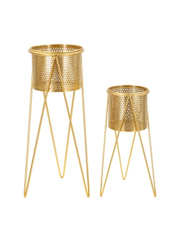 Mauro Ferretti Set mit 2 goldenen Metall-Pflanztöpfen 21x20x46-18x18x32 cm