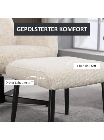 HOMCOM Sitzhocker in Cremeweiß 45L x 41B x 38H cm