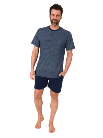 NORMANN Kurzarm Schlafanzug Shorty Pyjama print in marine