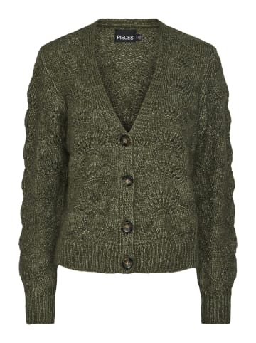 Pieces Strickjacke in Deep Lichen Green