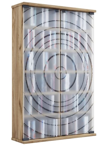 VCM Holz CD DVD Stand Regal Schrank Glastür Tilano L in Honig-Eiche