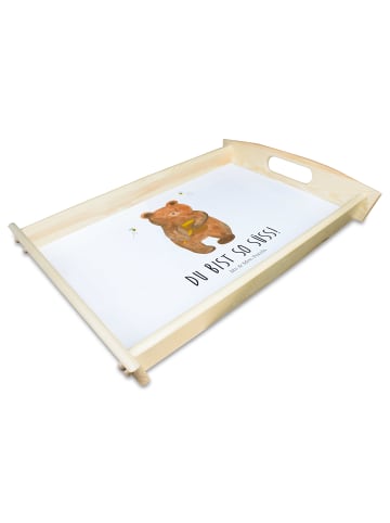 Mr. & Mrs. Panda Servier Tablett Bär Honig mit Spruch in Weiß