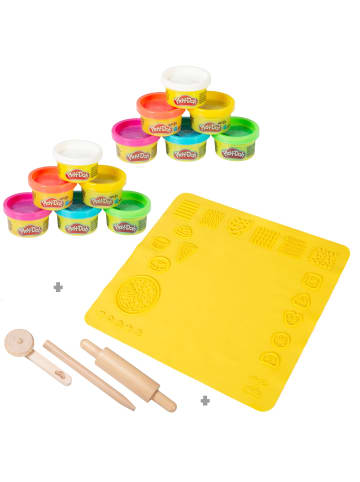 roba Play-Doh XL Spielset – 3D-Matte, 12 Knetdosen, FSC-Holzwerkzeuge