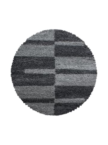KADIMA DESIGN Teppich Hochflor Shaggy Karo Design Polypropylen Wohnzimmer in Grau