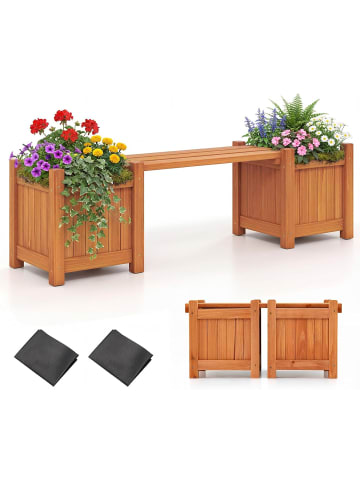 COSTWAY Blumenkasten mit Gartenbank 105 x 26,5 x 29,5 cm in Orange