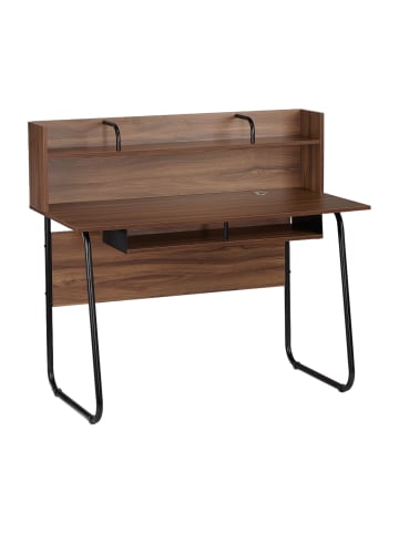 relaxdays Schreibtisch in Braun/Schwarz - (B)120 x (H)109 x (T)60 cm