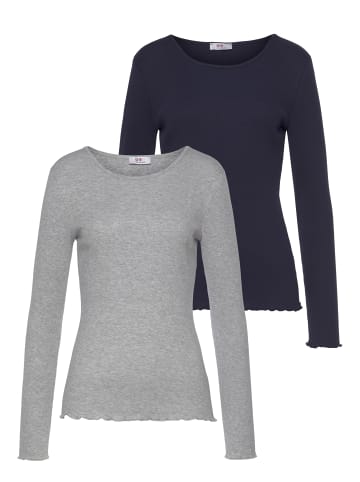 FLASHLIGHTS Langarmshirt in marine, grau-meliert
