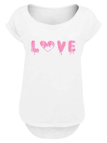 F4NT4STIC Long Cut T-Shirt Valentinstag Love Pink in weiß