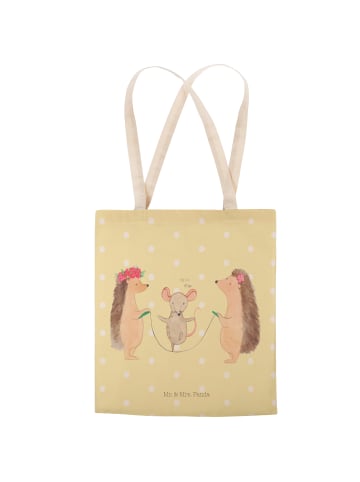 Mr. & Mrs. Panda Tote Bag Igel Seilhüpfen ohne Spruch in Gelb Pastell
