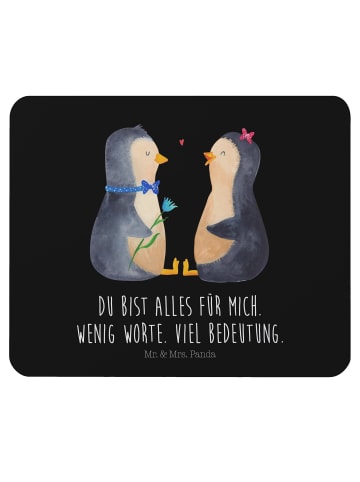 Mr. & Mrs. Panda Mauspad Pinguin Pärchen mit Spruch in Schwarz