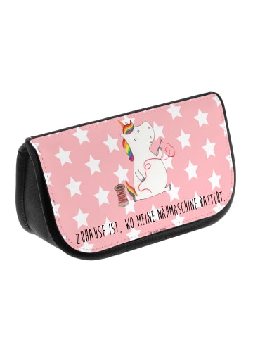 Mr. & Mrs. Panda Beautycase Einhorn Näherin mit Spruch in Rot Pastell