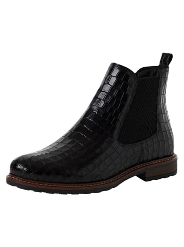Tamaris Chelsea Boot in BLK LEA. CROCO