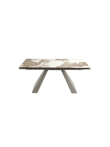 Angel Cerdá Ausziehbarer Esstisch 1124 in Weiß/Taupe Grau – (B)180 x (T)90 x (H)76 cm