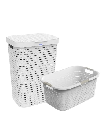 Rotho Country Set 2tlg. bestehend aus Korb 40l und Sammler 55l mit Deckel in Weiß