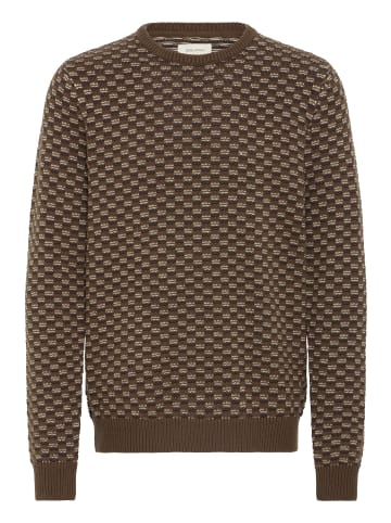 BLEND Eleganter gestrickter Langarm-Pullover mit Rundhalsausschnitt in Braun