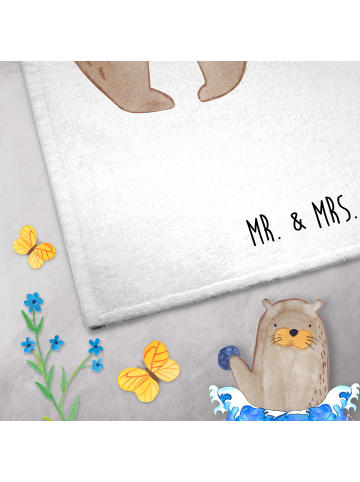 Mr. & Mrs. Panda Handtuch Bär und Hase Umarmen ohne Spruch in Weiß