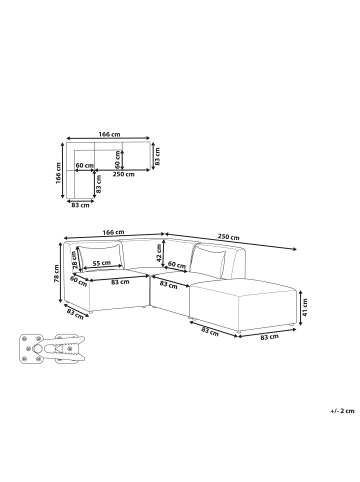 Beliani 4-tlg 3-Sitzer Sofa LEMVIG in Beige